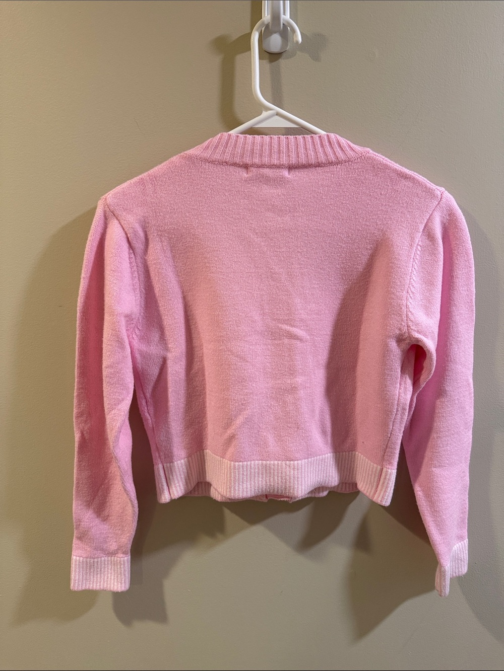 Girls Pink Heart Sequin Cardigan Sweater - Picture 4 of 6